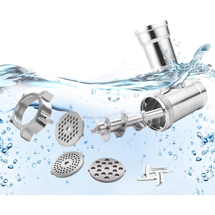 Електрична м'ясоподрібнювач з нержавіючої сталі, 2000W, з набором дисків та насадок для ковбас, чорний