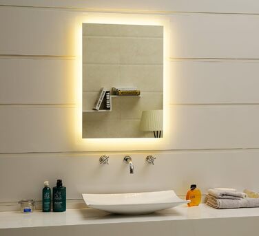 Дзеркало для ванної кімнати Dr. Fleischmann GS084N з LED-підсвічуванням (80 x 60 см, тепле біле світло)