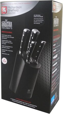 Набір кухонних ножів Sabatier Professional 5-ти предметний у блоці, чорний колір | Richardson Sheffield, преміум якість