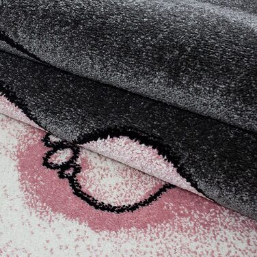 Дитячий килимок з малюнком милого слона, круглий килимок, що не вимагає особливого догляду, Килимки для дитячої, дитячої або ігрової кімнат, Розмір Колір сіро-рожевий (140 х 200 см, рожевий)