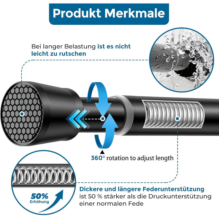 Штанга для штор без свердління AIZESI, 113-197 см, телескопічна, чорна (діаметр 22 мм)