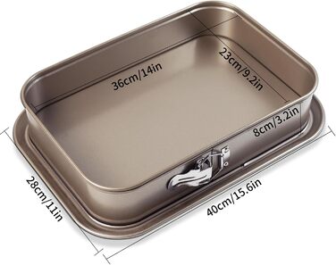 Форма для випічки Notcilgias прямокутна, роз'ємна, для чізкейку, тирамісу, антипригарне покриття, нержавіюча сталь (золото)