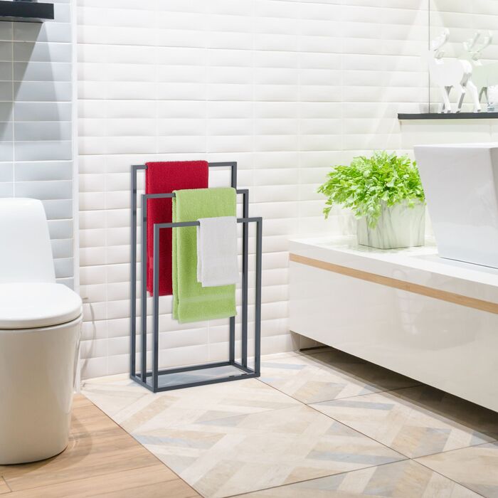 Підставка для рушників Relaxdays, 3-х секційна, антрацитова