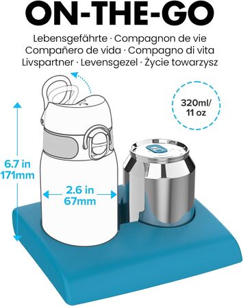 Ізольована пляшка для води з нержавіючої сталі Ion8, 320 мл, герметична, відкривання однією рукою, надійне замикання, безпечна посудомийна машина, відкидна кришка, ручка для перенесення, легко чиститься, міцна та стійка до подряпин (OneTouch 2.0, коралови