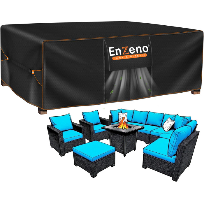 Накладка для садовой мебели Enzeno прямоугольная, 250x210x90 см, водонепроницаемая, из оксфордской ткани 420D, с вентиляционными отверстиями, для столов, стульев, диванов, ротанговой мебели