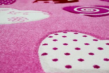 Килимок мрії Дитячий килимок Серця Дитячий килимок для дівчинки в рожевому кремовому червоному кольорі розмір (80 х 150 см)