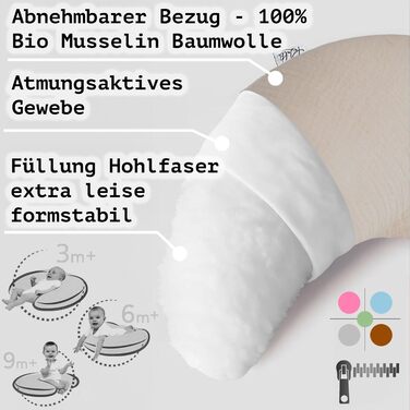 Подушка для годування та вагітності PaLulli XL (170x30 см), органічна бавовна, мусліновий чохол, колір шавлія