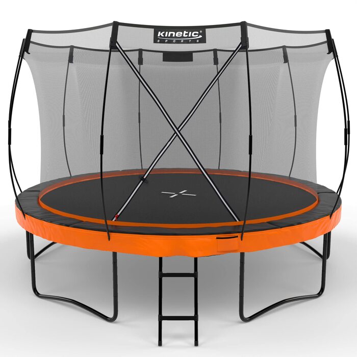 Батут KINETIC SPORTS Ultimate Pro Ø 366 см для дітей з драбиною та захисною сіткою - чорний/помаранчевий
