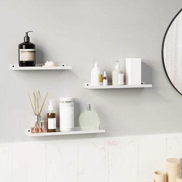 Набір металевих настінних полиць SONGMICS (3 шт.), підвісні полиці в індустріальному стилі для вітальні, кухні та ванної кімнати, білий колір, LFS12BK