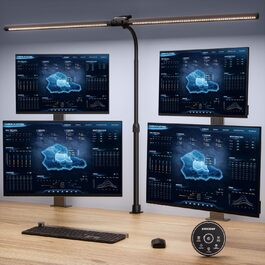 LED лампа настільна EYOCEAN 24W, 80см з жестами, диммування, захист очей для офісу, читання, архітекторів, дизайнерів (чорна)