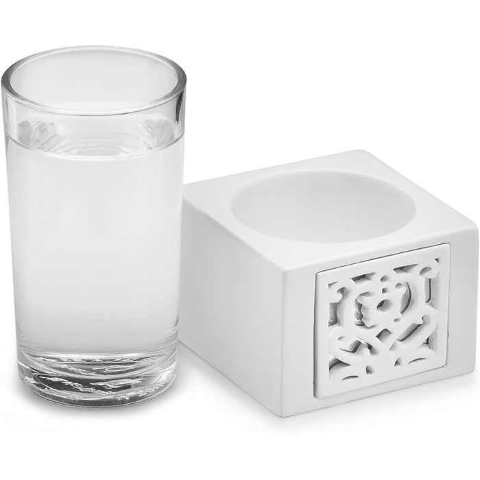 Набір аксесуарів для ванної кімнати Creative Scents – білий та сірий. 4 предмети: дозатор для мила, мильниця, тримач для зубних щіток, чашка.