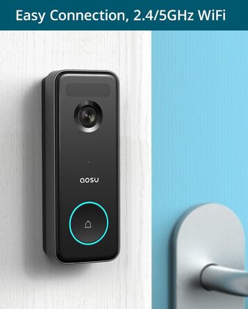 Бездротова відеодзвінок AOSU з камерою, HD 5MP, WiFi 2.4GHz, детектор руху, без щомісячної плати, 180 днів роботи від акумулятора