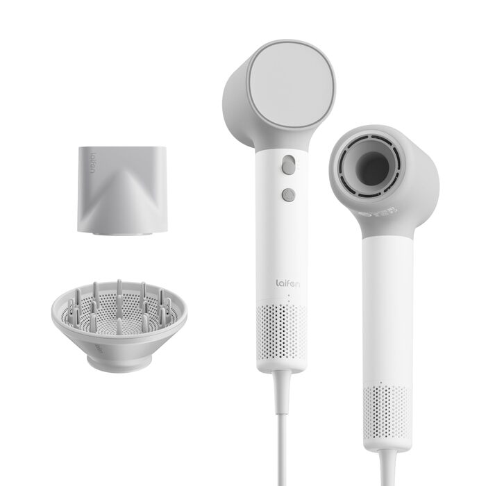 Високошвидкісний фен для волосся Laifen Neo з безщітковим двигуном 110 000 об/хв, іонізацією 200 млн негативних іонів та 2 магнітними насадками, білий