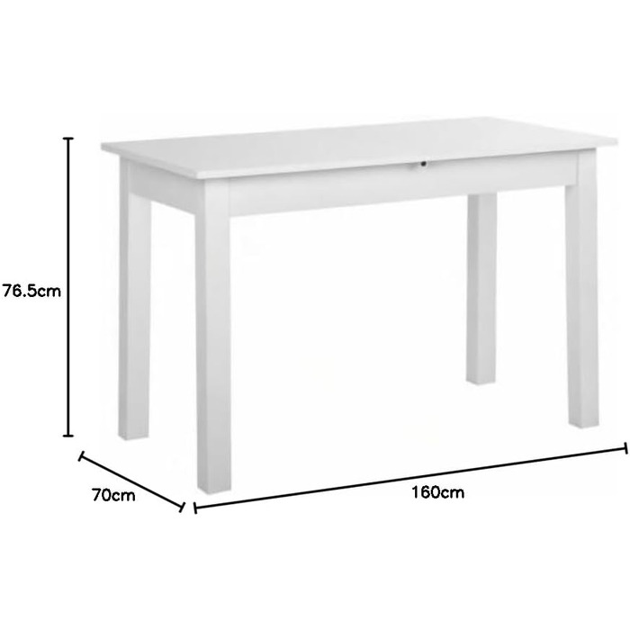 Обідній стіл Inter Trade Küchentisch, білий, 120-160 x 70 см, з висувною платформою