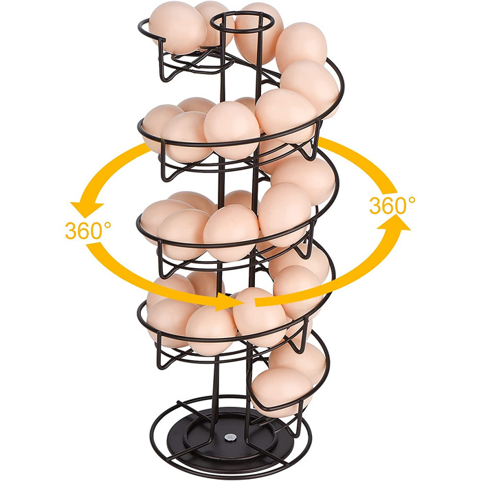 Дозатор яєць Toplife, спіральна конструкція для яєць, підставка для яєць місткістю близько 30-36 яєць, коричневого кольору
