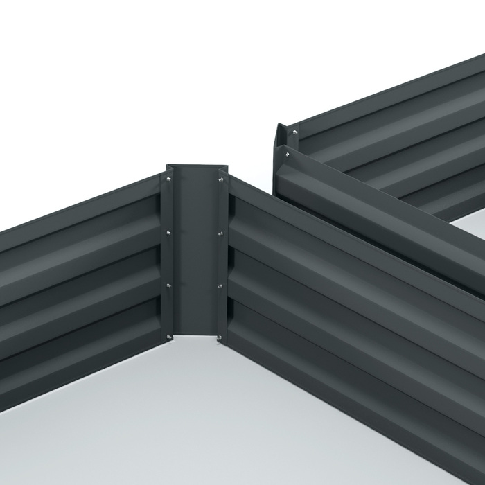 Набір з 2 горщиків для квітів/овочів, вазони для саду, тераси, оцинкована сталь, 100 x 100 x 30 см, темно-сірий
