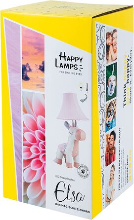 Світлодіодна лампа-єдиноріг Happy Lamps Elsa, 51 см, веганська шкіра, ручна робота, безпечна для дітей, найвища якість