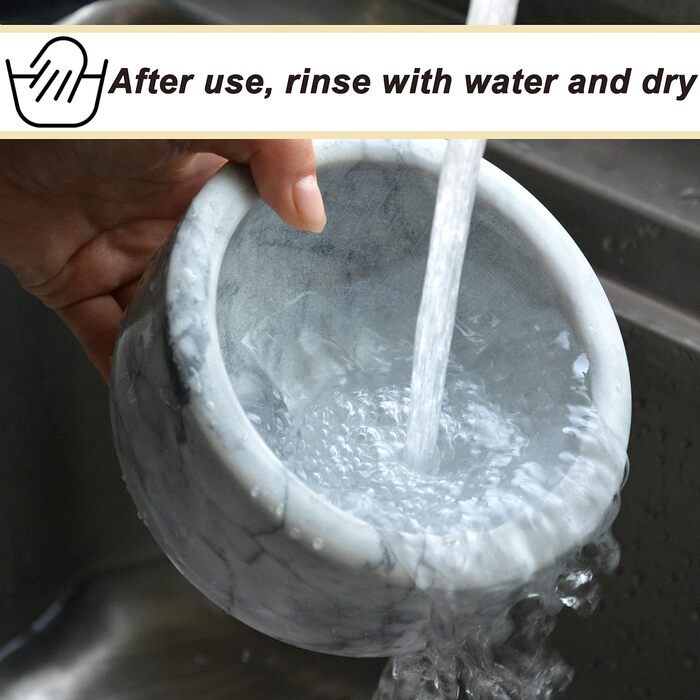 Набір ступки та пестика для гуакамоле, полірований натуральний мармур, великий, білий, сірий