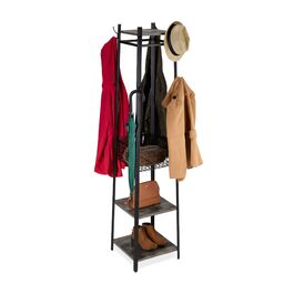 Настінна вішалка Relaxdays з гачками, полицями та кошиком