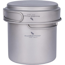 Набір посуду для кемпінгу Boundless Voyage з титанових казанів та сковород, для пікніків та відпочинку на природі (Ti1586B)