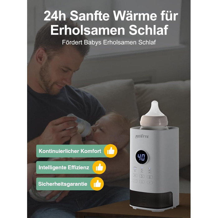 Підігрівач для пляшечок KOSTTE - універсальний, для грудного молока та суміші (білий)