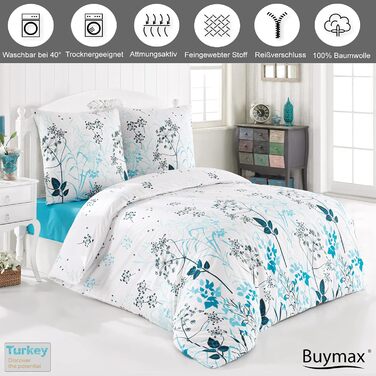 Бетліна Buymax® 200x220 см, 100% бавовна, 3-частини: комплект постільної білизни з простирадлом, двома наволочками 80x80 см, бежевий колір