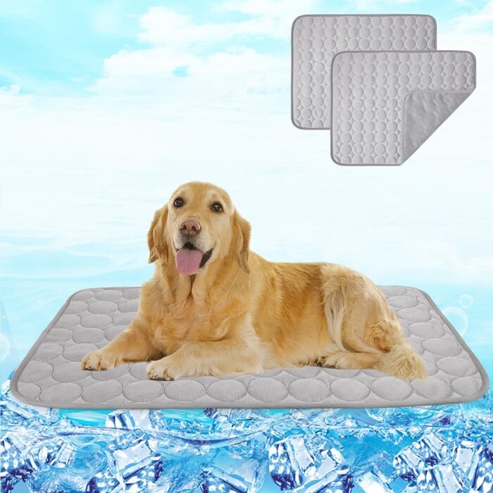 Охолоджуючий килимок для собак Oslueidy, 2 шт., літній, самоохлаждающийся килимок для собак, кішок, Килимки для собак, нековзний охолоджуючий килимок, миється м'який килимок для домашніх тварин для собак, маленький, середній, великий (s, сірий)