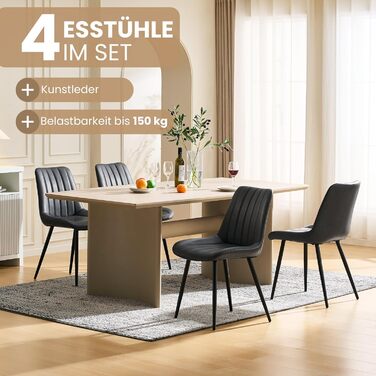 Набір обідніх стільців CLIPOP - 4 шт. з штучної шкіри, зелені, для кухні та вітальні