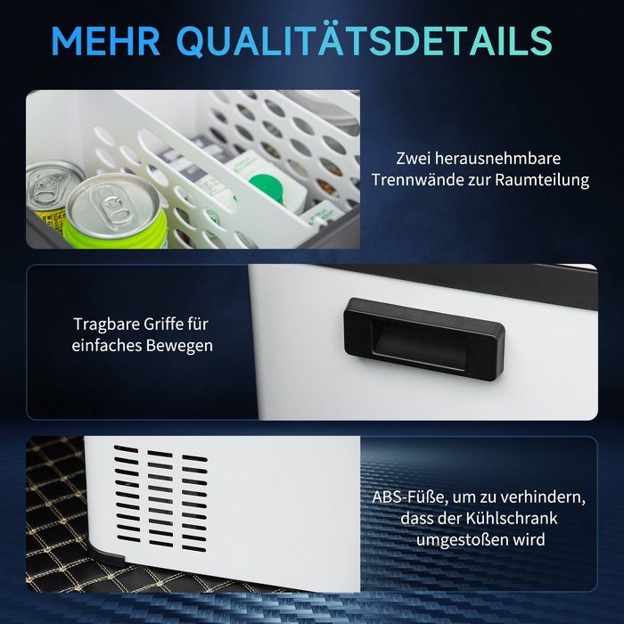 Outsunny Cooler Автомобіль 30 л з LCD дисплеєм Компресор Автомобільний холодильник Електричний човен Camper Travel 12/24 В постійного струму та 110-240 В змінного струму білий