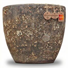 Керамічний горщик Teramico Premium: ручна робота, морозостійкий, з отвором для поливу. Підходить для квітів у саду та вдома. Унікальний горщик Lava Braun, 21x18 см