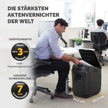 Fellowes Autofeed AutoMax 90M: Шредер для паперу з автоподачею, P4, 90 аркушів/хв, 17 л, тихий, для офісу