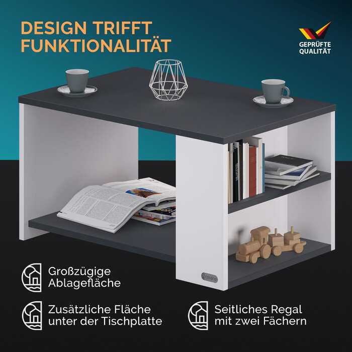 Столик журнальний Santa Cruz White/Anthracite 90x60x50см