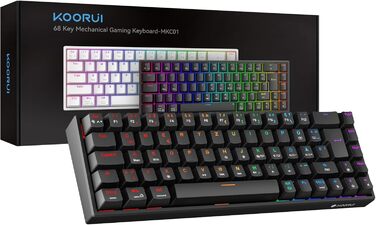 Механічна клавіатура KOORUI для геймінгу: бездротова/провідна, Bluetooth, 82 клавіші, QWERTZ (німецька розкладка), 4000mAh, RGB, для Windows/MacOS/Linux