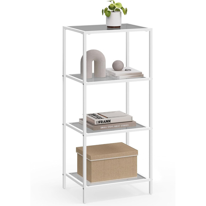 Регал VASAGLE з 5 полицями, для ванної кімнати, вітальні, кухні, офісу, скло, метал, LGT029A01