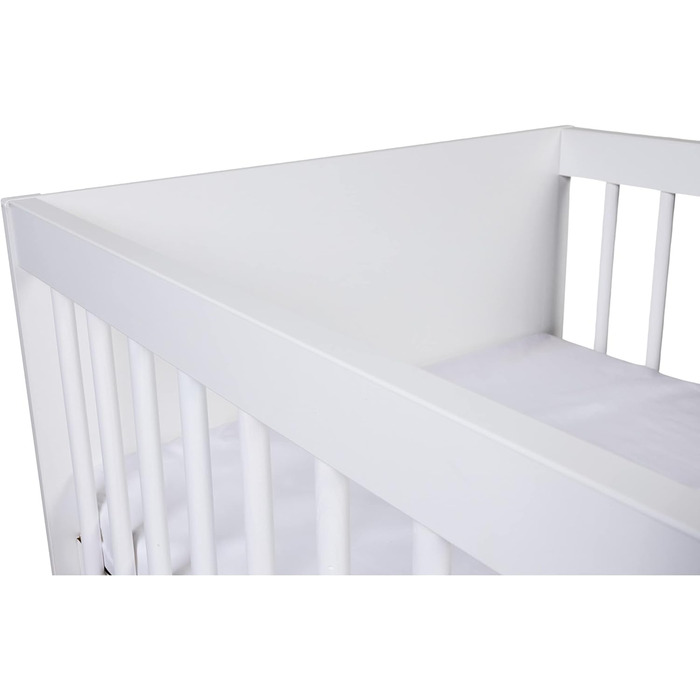 Дитяче ліжко KMbaby TANY White 120x60 см - Регульоване по висоті ліжечко з соснового дерева (без матраца)