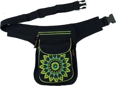Тканинна бічна сумка та сумка на пояс Mandala, сумка на пояс Goa, поясна сумка - чоловіки/жінки, чорний, бавовна, розмір один розмір, 27x20x3 см, фестивальна поясна сумка Hippie (один розмір, лимон)