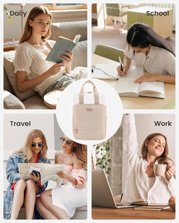 Сумка-рюкзак LOVEVOOK для жінок, 15.6 дюймів, для ноутбука, шкільний, підлітковий, елегантний, для подорожей, для дівчаток, водонепроникний, для роботи, для навчання, універсальний, бежевий, хакі