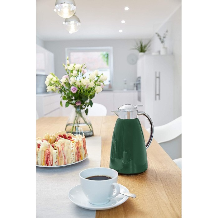 Термос Emsa Campo 1л з нержавіючої сталі, Quick Tip, 12 год тепла, 24 год холоду, темно-зелений