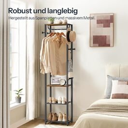 HOOBRO Взуттєва шафа з полицями для одягу та взуття, білий та дерев'яний колір, модель EWN04YM01