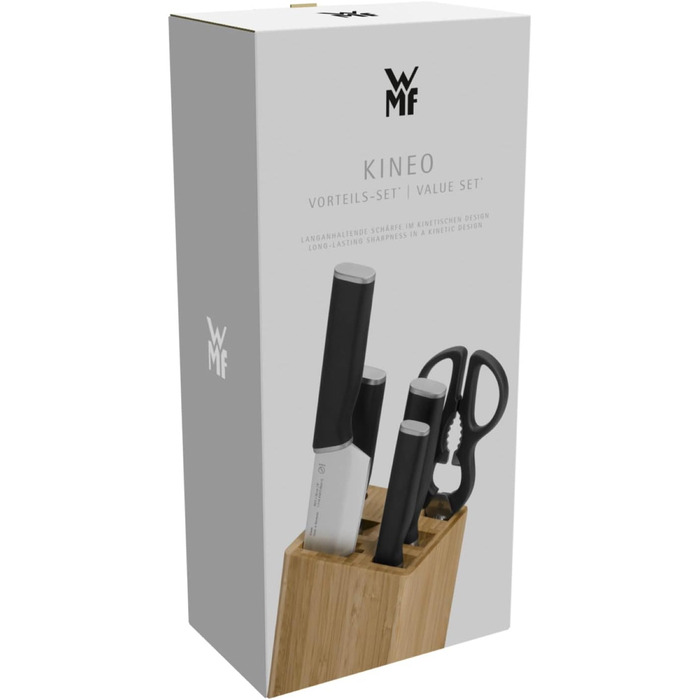 Набір ножів WMF Kineo з підставкою (6 предметів), Made in Germany, бамбукова підставка, нержавіюча сталь
