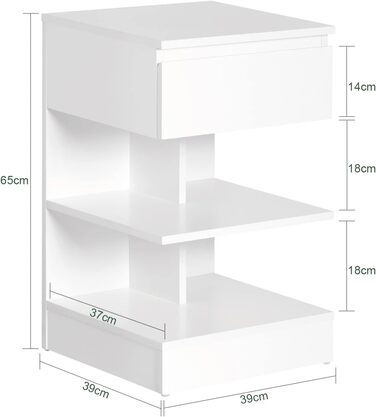 Тумбочка/тумбочка SoBuy FBT49-W з 1 шухлядою та 3 полицями, BHT 39x65x39см, біла, 2 шт. и