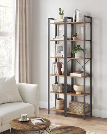 Стелаж VASAGLE Regal: 6 полиць, 30x40x186 см, для офісу, вітальні, спальні, кухні (натурально-бежевий + матовий білий)