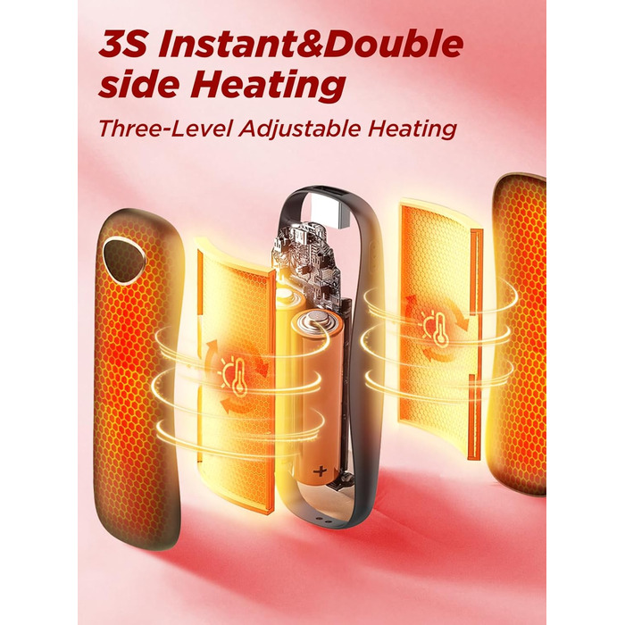 Електричні грілки для рук 10000mAh, 2 шт. [Подарункова коробка до Нового року] Повторно використовувані грілки USB для зими, для хворих на синдром Рейно, для активного відпочинку, ігор, павербанк (чорний)