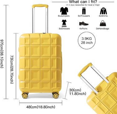 KONO Набір валіз 4 шт. з жорсткого ABS: велика, середня, маленька + beauty case з TSA замком