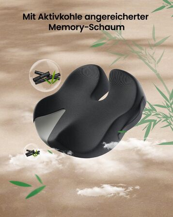 Подушка для офісного крісла ProtoArc, ергономічна подушка для куприка, піна з пам'яті, для інвалідного візка, авто, чорний колір, великий розмір