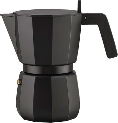 Кавоварка гейзерна Alessi Moka DC06/6 B, 6 чашок, чорний колір, з алюмінію, дизайн