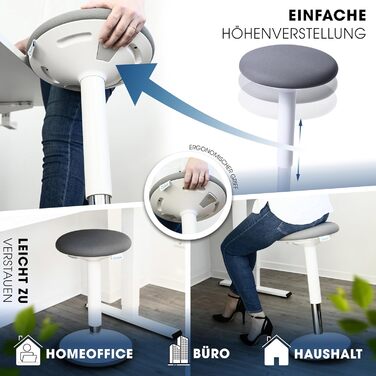 Ергономічний офісний стілець 2в1: стілець та підставка для ніг - регульована висота, для здорової спини, офіс (білий)