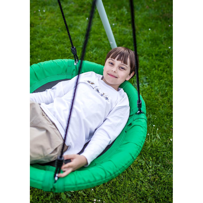 Гойдалка-гніздо для саду HyperMotion Storchennest з А-рамою, 2 місця, 150 кг, зелено-сіра (HYP1)