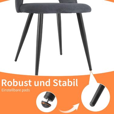 Набір обідніх стільців, кухонний стілець з тканини Cord, м'які стільці для обідньої кімнати, кухні, вітальні та спальні (Чорний, 4)