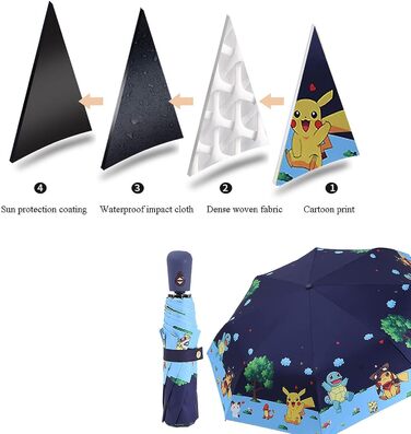 Складна парасолька для дітей, автоматичне відкриття, дизайн мультфільму, захист від ультрафіолету, парасолька для подорожей, компактний, вітронепроникний, для дівчаток, хлопчиків, жінок, 4, один розмір